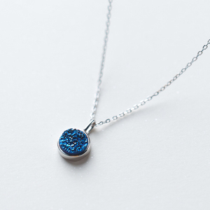 Las mujeres de moda de joyería de piedra azul colgante collares de plata esterlina - Product Image 1