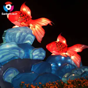 Outdoor Life Size Waterproof Led Custom Chinese Silk Festival Fish Lantern