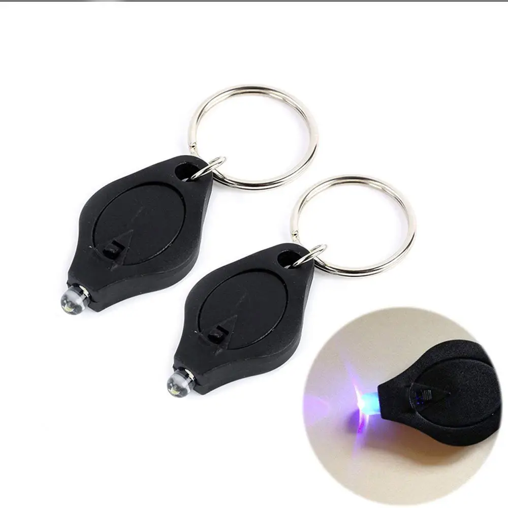 Porte-clés Mini LED en plastique UV, 36 nm, 10 pièces, détecteur d'argent, lumière noire, Promotion spéciale