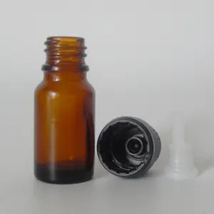 Tampa de óleo essencial tamper evidente, garrafa marrom de vidro âmbar 10 ml para cosméticos