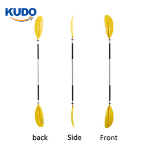 Pagaie renforcée <span class=keywords><strong>double</strong></span> face en aluminium Lame en nylon renforcé de fibre de verre Pagaie de kayak jaune - Product Image 2