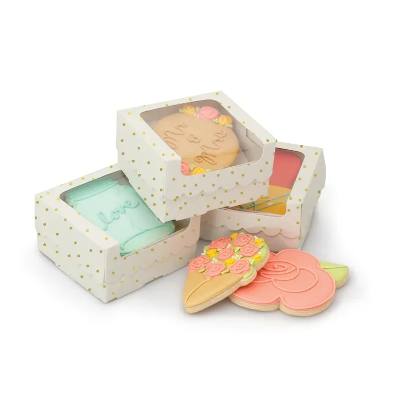 Boîte en papier d'emballage de cookies, prix bon marché, pièces, avec impression