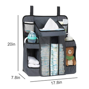 Organizador de Pañales Resistente <span class=keywords><strong>para</strong></span> Bebé y Organizador de Guardería, Organizador Colgante <span class=keywords><strong>para</strong></span> Corralito, Gris, <span class=keywords><strong>para</strong></span> Viajes en Auto - Product Image 1