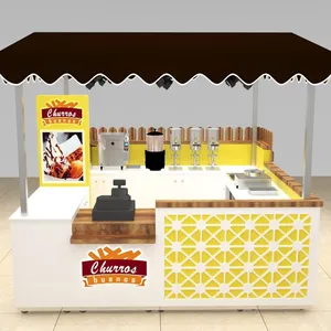 Vàng thực phẩm kiosk thiết kế bằng gỗ Tủ thức ăn nhanh chất lượng cao Snack gian hàng Crepe truy cập hiện đại Nuts cửa hàng thiết kế để bán