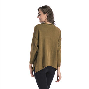 Fábrica de la primavera de 2019 sueltos manga larga <span class=keywords><strong>cuello</strong></span> lateral de Mujer Plus tamaño <span class=keywords><strong>Jersey</strong></span> suéteres con agujeros - Product Image 4