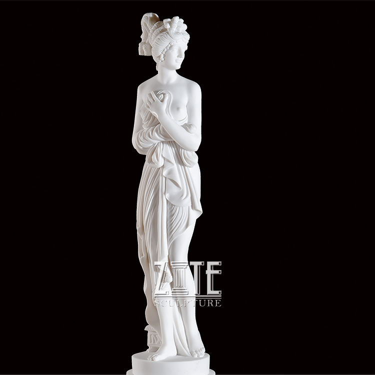 手彫りローマンマーブル女性像 - 庭やホテル用の伝統的な装飾彫刻
