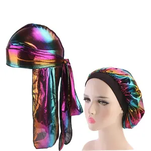 Fashion Durags Colorful Couples Set of Do Rag Men And Women Sleep Cap Small Band Bonnet