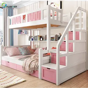 Chinese Manufacturer Factory Solid Wood Bed Children White Child Bed Boy Bunk Bed