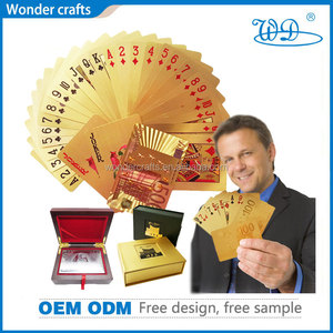 57x87mm 54 pcs paquet de boîte <span class=keywords><strong>en</strong></span> bois personnalisé 100% <span class=keywords><strong>en</strong></span> plastique 24 K <span class=keywords><strong>or</strong></span> pur 100 NOUS <span class=keywords><strong>dollar</strong></span> étanche cartes à jouer - Product Image 2