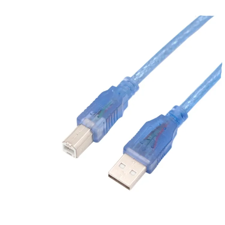 Topk — câble usb 2.0 AM/BM 1.5, câble de données, entièrement en cuivre, avec anneau magnétique, transparent, bleu, haute qualité