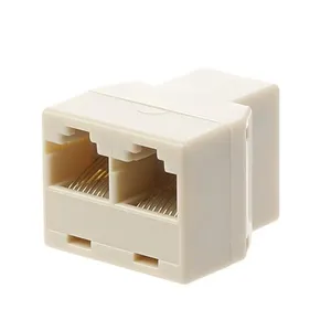 RJ11 2-To-1 Line Split Coupler 6P4C Adaptor Saluran Telepon