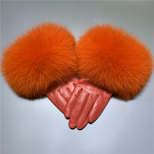 Gants de moto en <span class=keywords><strong>cuir</strong></span> véritable de renard, vente en gros, en peau de mouton, gants coupe-vent et chauds pour hiver - Product Image 5