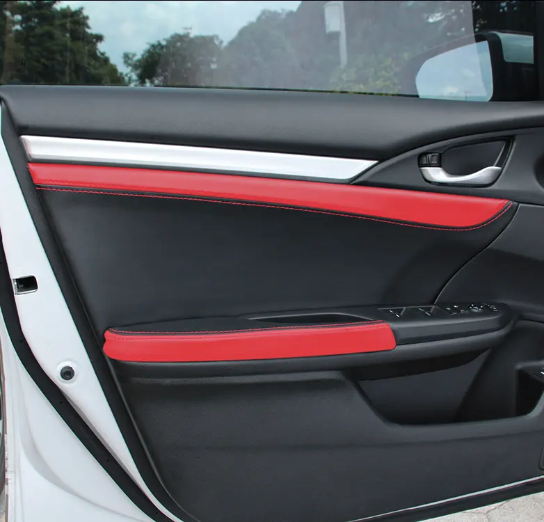 Высококачественный защитный чехол для подлокотника из кожи и микрофибры с внутренней дверной ручкой для Honda Civic 10, 2016-2018, для салона автомобиля