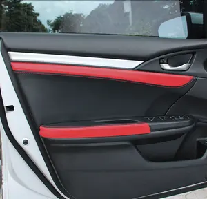 Coque de protection pour Honda Civic 10th 2016-2018, intérieur en cuir microfibre, haute qualité, pour poignée de porte intérieure, panneau de protection pour accoudoir de voiture