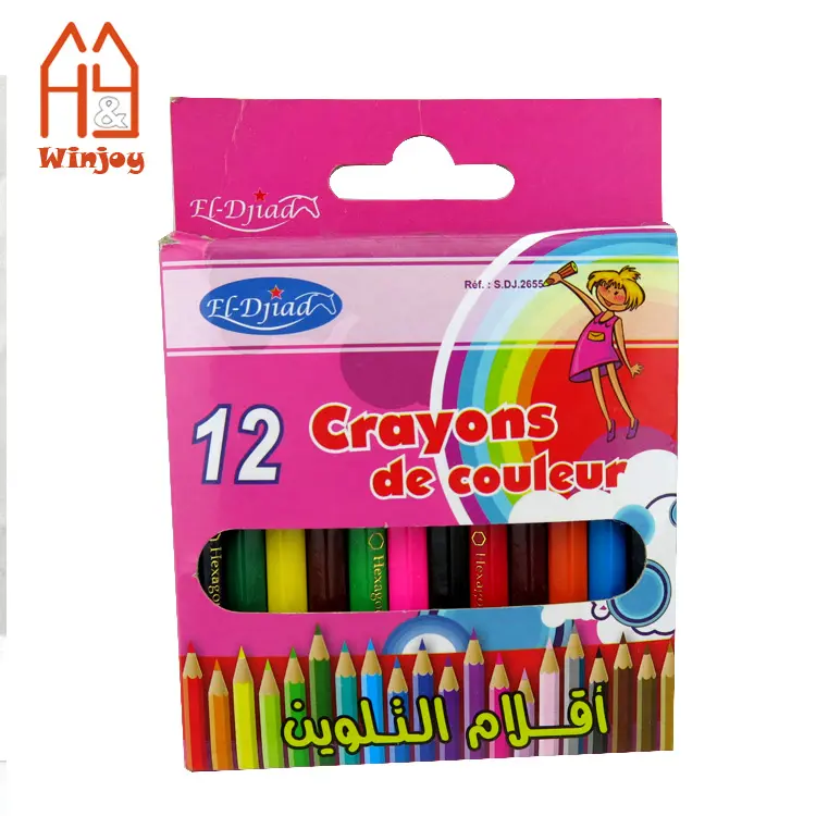 School & Office Supply fashion novelty color lead pencil,12 pack color pencil set,mini color pencils for kids.