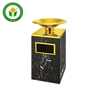 Luxury golden ashtray black marble square rubbish bin waste bin trash bin