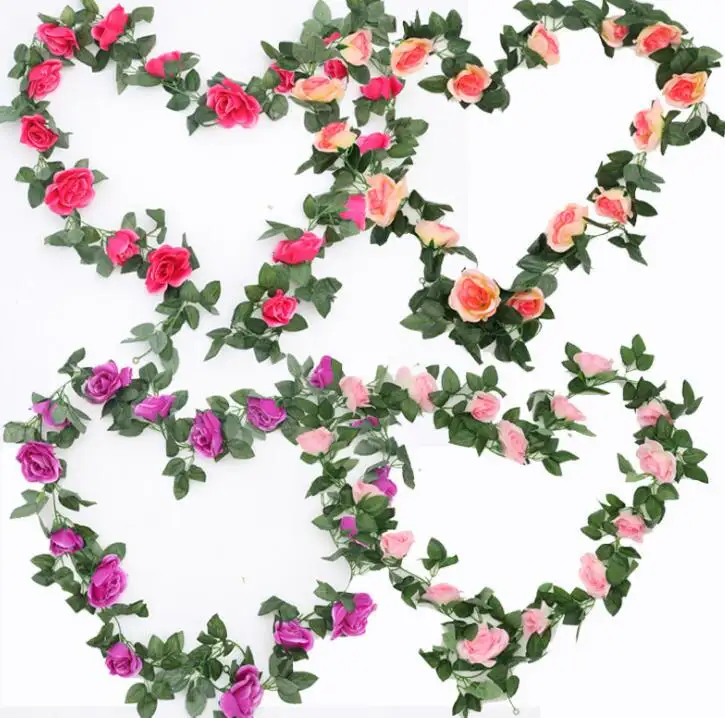 Living room decorative felt flower garland 2.2m silk flower garland