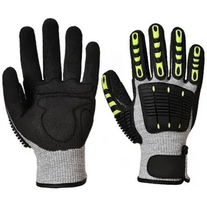 Heavy Duty Abrasion Resistant Construction Foam Nitrile Thicken Palm Superior Grip TPR Back Safety Work Impact Gloves