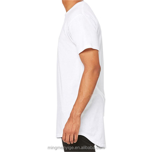 Para <span class=keywords><strong>hombre</strong></span> 100% algodón de primera calidad largo Blanco alto curvo dobladillo camisa de impresión - Product Image 3
