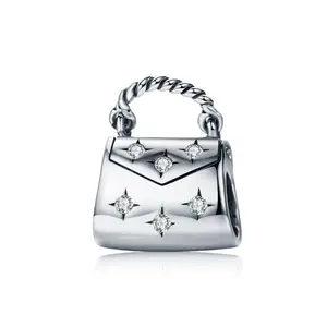 Qings bolsa encanto colgante de encanto 925 Plata bolso Zircon grano del encanto