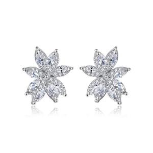LUOTEEMI Luxury Design Tiny CZ <strong>Pretty</strong> Zirconia <strong>Earrings</strong> for Women Big Flower CZ Stud <strong>Earring</strong> - Product Image 1