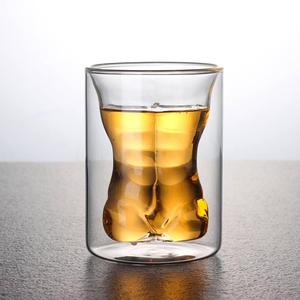 Parte superior <span class=keywords><strong>del</strong></span> cuerpo <span class=keywords><strong>del</strong></span> hombre doble pared de vidrio taza de <span class=keywords><strong>café</strong></span> té resistente al calor leche beber vidrio - Product Image 3