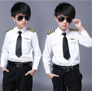 Camisa de Uniforme de Piloto de Aerolínea Unisex para Niños con Detección de Agujas, Material de Poliéster/Algodón - Product Image 2