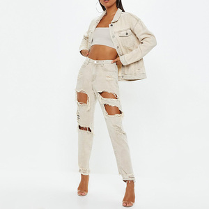 Agujero <span class=keywords><strong>vaqueros</strong></span> <span class=keywords><strong>rotos</strong></span>, pantalones de denim blanco sexy <span class=keywords><strong>vaqueros</strong></span> <span class=keywords><strong>Mujer</strong></span> - Product Image 1