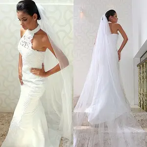 Mermaid Bruidsjurk Sexy Court-Train Mouwloze Chic Halter Kant Wedding Dress Eenvoudige Bridal Dress 2021 Afrikaanse Trouwjurken