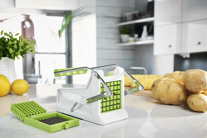 Cortador <span class=keywords><strong>manual</strong></span> de papas fritas de plástico de alta calidad de 2 cuchillas - Product Image 2
