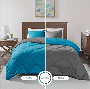 3 Piece <strong>Comforter</strong> Set All Season Reversible Stitched Geometrical Pattern Bedding Comfort - Product Image 3