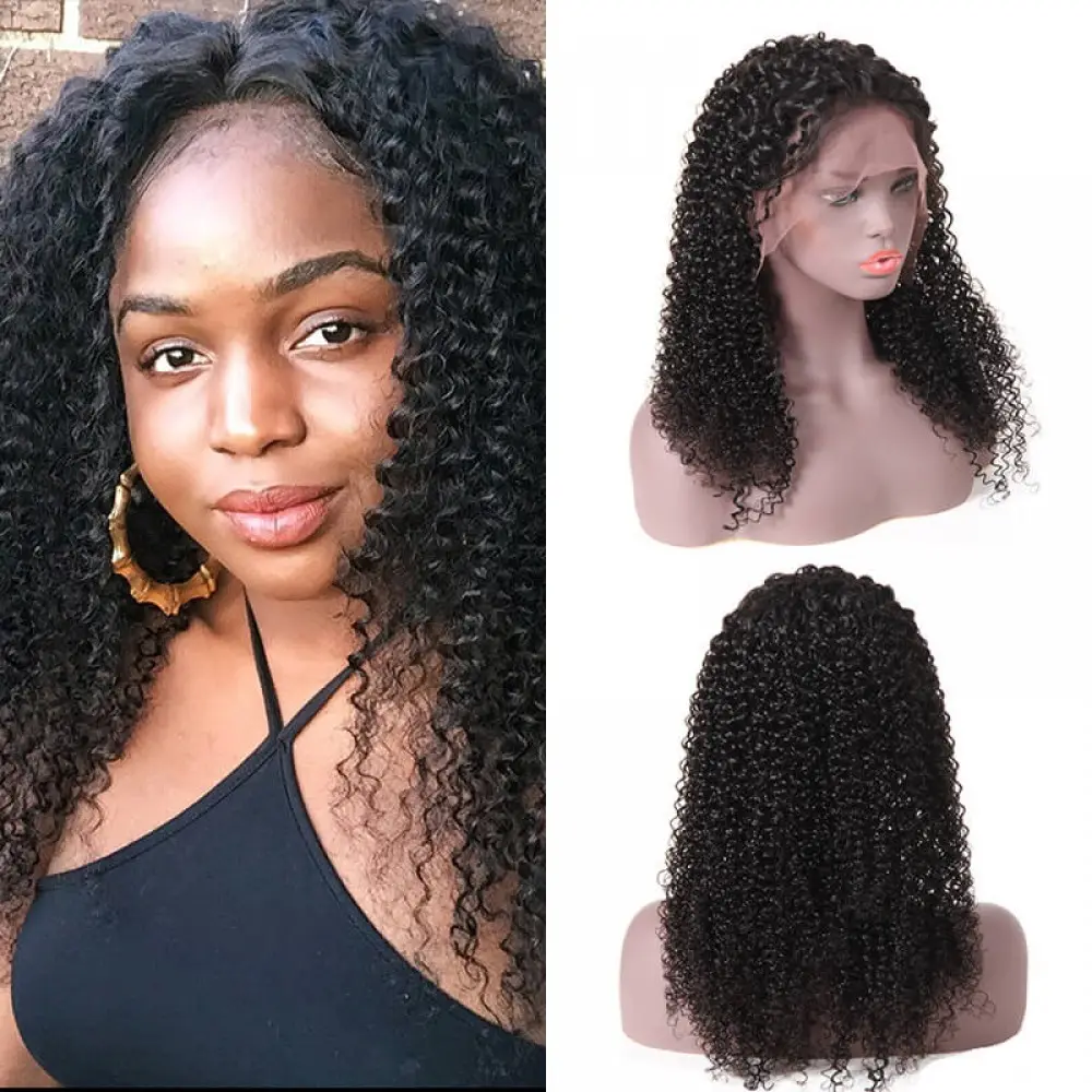 Megalook Discounts Custom Pre Styled Natural Pre Plucked Hair Line 13X6 Kinky Curly Human Hair Lace Wig For Black Women