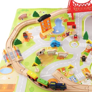 75 Pcs FAI DA TE Assemblare giocattoli di Legno Giocattoli Ferrovia Corsa Set Giocattolo Pista del Treno <span class=keywords><strong>Per</strong></span> I <span class=keywords><strong>Bambini</strong></span> - Product Image 3
