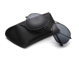 Kustom Logo klasik tombol hitam kacamata <span class=keywords><strong>Pilot</strong></span> dengan PU kulit kasus dan timbul kertas lembut kotak penyimpanan untuk kacamata - Product Image 2