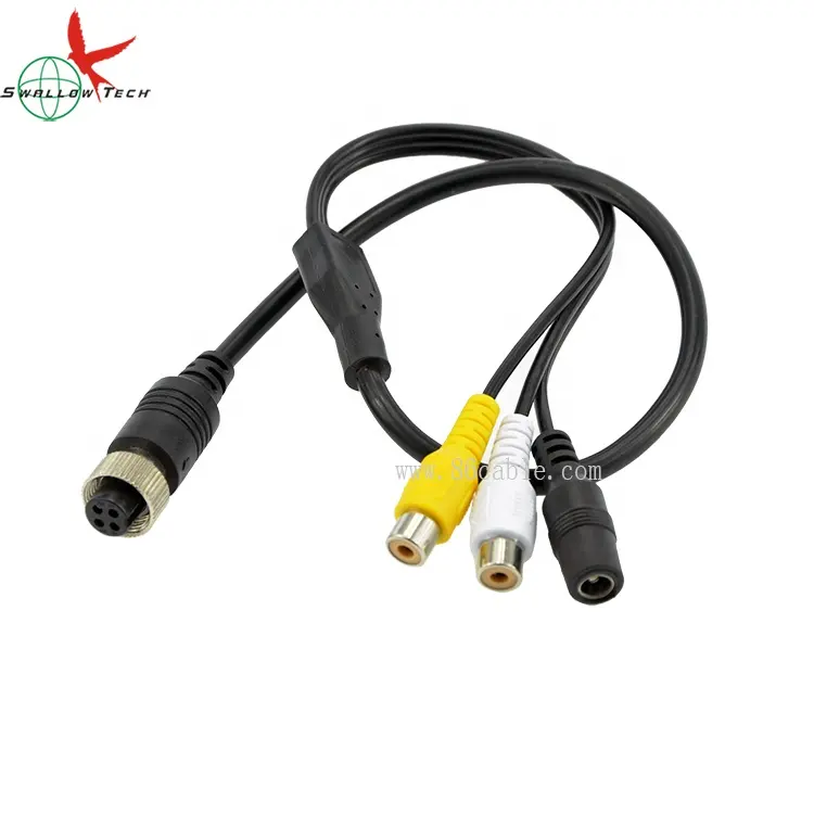 3ft 4pin aviation to 2RCA AV cable rear view camera connector adapter