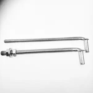 Zinc Plated Steel Bent Anchor Bolt Galvanized 3/4"-10 Thread Size 16 in Shank Lg 3 3/4 in Thread Lg