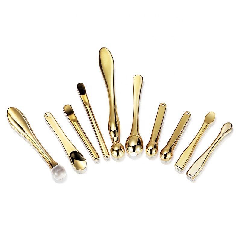 Zinc alloy metal face massage stick gold silver facial cream spoon zinc alloy metal eye cream scoop spatula
