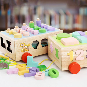 2019 child 15 PCs hole mathematics wooden shape bulling block car educational toys children play toys - Product Image 3