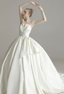 2025 Princess Newest Design High Quality Ivory Ball Gown <strong>Wedding</strong> <strong>Dress</strong> Pleating Satin <strong>Pannier</strong> Vestido De Novia