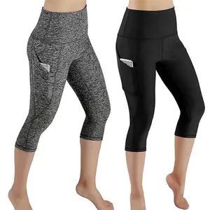 High Waist 3/4 Leggings Yoga Pants With Phone Pocket Push Up Yoga For Women Leggings Private Label Womens Activewear