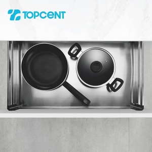 Cesta Deslizante para Cajón de Cocina de Acero Inoxidable Cromado Moderno, con Cierre Suave - Product Image 4