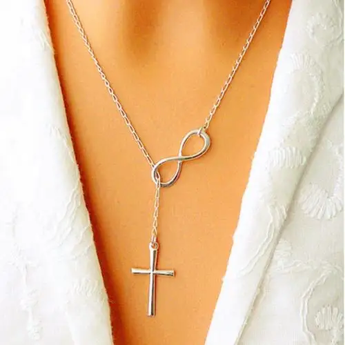 Yiwu Ruigang Silver Infinity Charm Cross Pendant Womens Silver Jewelry Necklace Gift