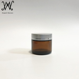 50g 1.75 oz dày thủy tinh màu hổ phách <span class=keywords><strong>salve</strong></span> kem jar với nắp màu đen container mỹ phẩm bao bì - Product Image 4