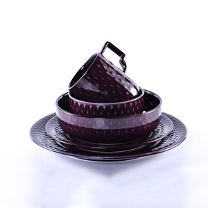 Vajilla <span class=keywords><strong>de</strong></span> Porcelana <span class=keywords><strong>de</strong></span> Alta Calidad, Elegante, Vintage, Color Morado Oscuro, para Hotel, Restaurante, <span class=keywords><strong>Cocina</strong></span> - Product Image 2