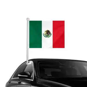 2023 Nieuwe Product Hot Selling Custom Printing Polyester Autoruit Mexicaanse Autovlag Met Plastic Staaf