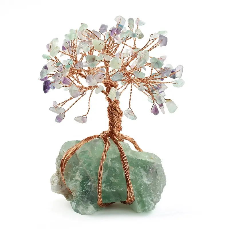 Reiki curación cristales árbol con Aventurina verde Base/de cristal de árbol de dinero Feng Shui suerte estatuilla Decoración