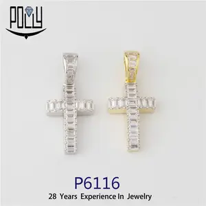 Mặt Dây Chuyền Bạc Sterling 925 Mới Nhất Bán Sỉ Mặt Dây Chuyền Hình Chữ Thập Với Đá Baguettes