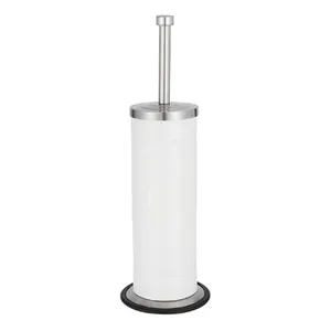 Stainless Steel Toilet Brush Holder White Color Toilet Brush With Holder Rust Proof Bathroom Toliet Brush with Embossed Body
