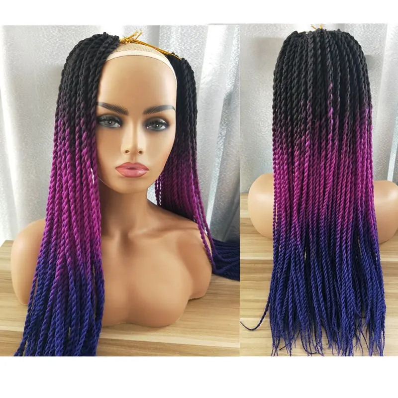 थोक सिंथेटिक गर्मी प्रतिरोधी 24 "100g 20 किस्में/पैक 3 टोन Ombre Senegalese मोड़ Crochet Braids बाल एक्सटेंशन