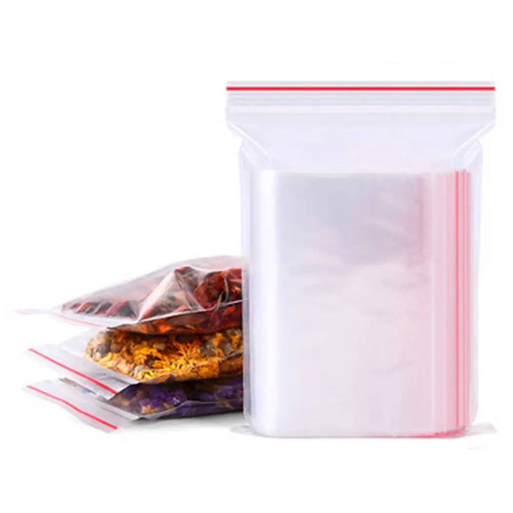 Eco-friendly zip lock plastic bag customised food packaging transparent pe zipper bag